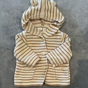 EUC 3-6M Gap Baby Bear Cardigan in Tan and Cream Stripe